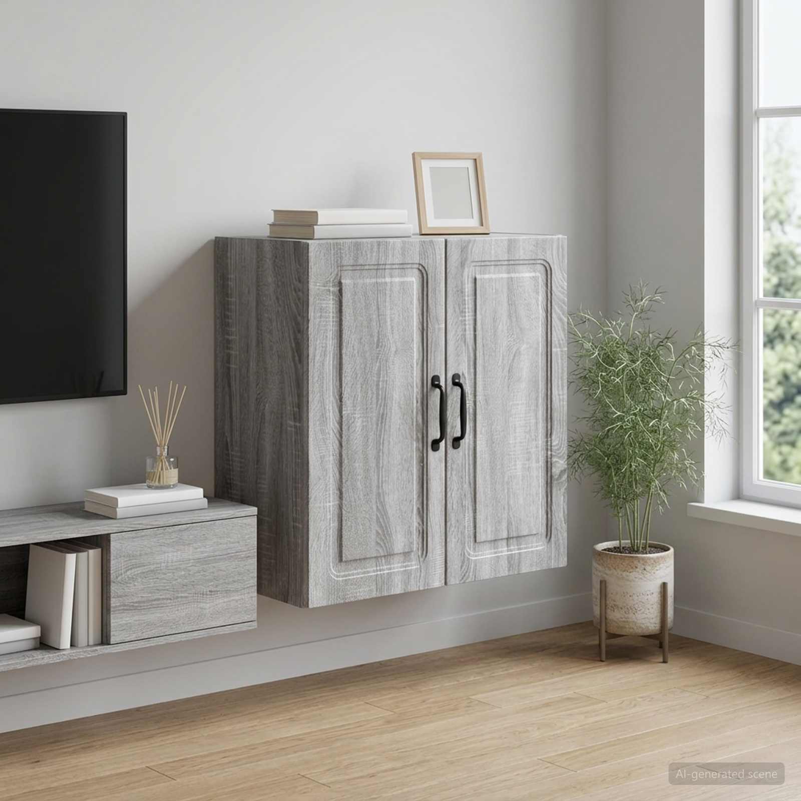 Armoire Murale Sonoma gris 59 x 31 x 60 cm Bois d'ingénierie - XIOS