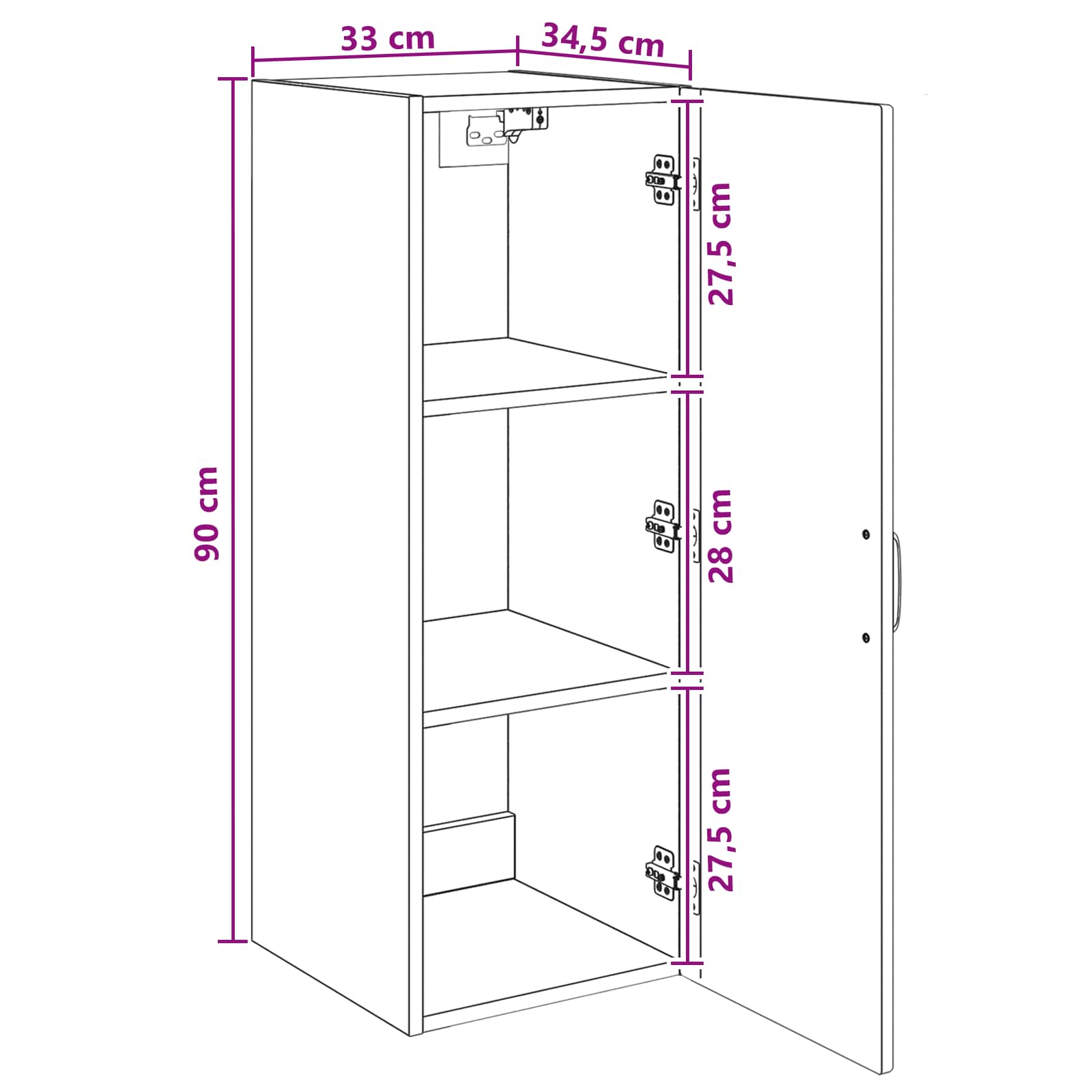 Armoire Murale Chêne fumé 33 x 34,5 x 90 cm Bois d'ingénierie