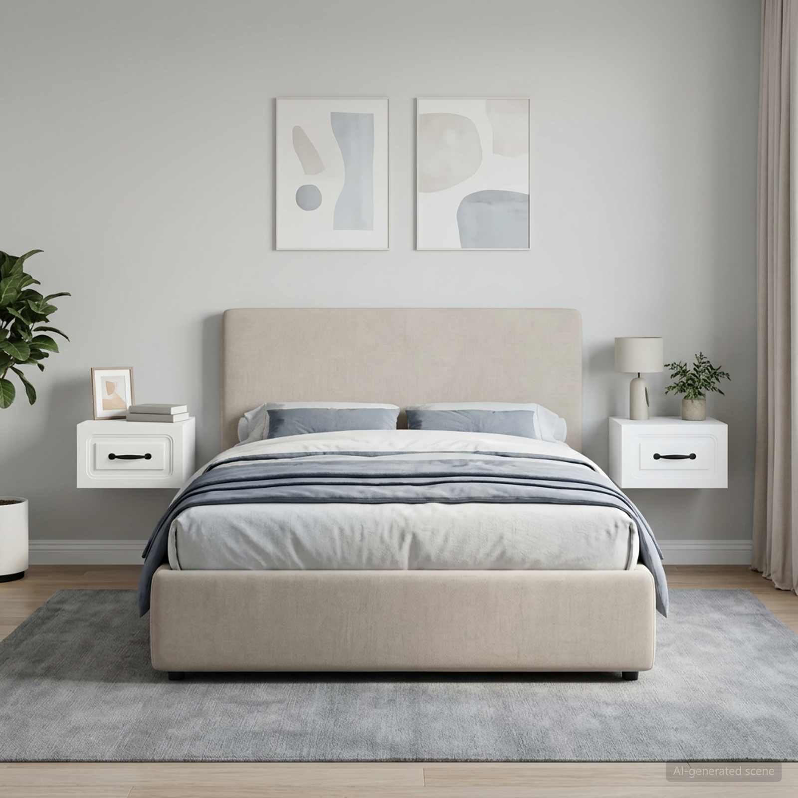 Cabinet de chevet mural 2 pcs Blanc 34,5 x 33 x 20 cm