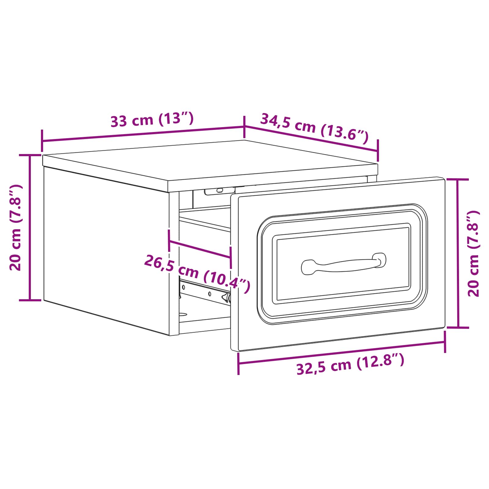 Cabinet de chevet mural 2 pcs Blanc 34,5 x 33 x 20 cm - XIOS
