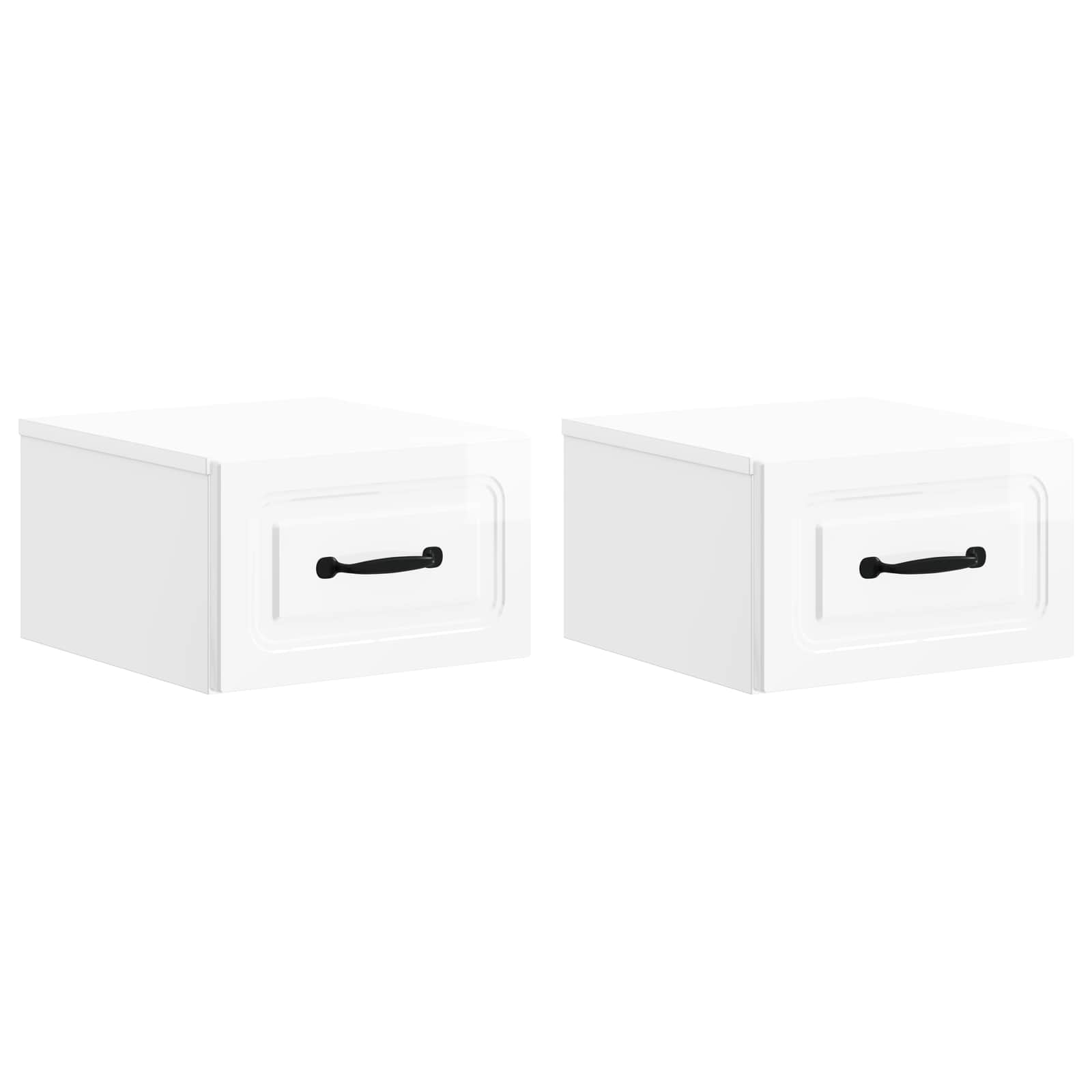 Cabinet de chevet mural 2 pcs Blanc brillant 34,5 x 33 x 20 cm - XIOS