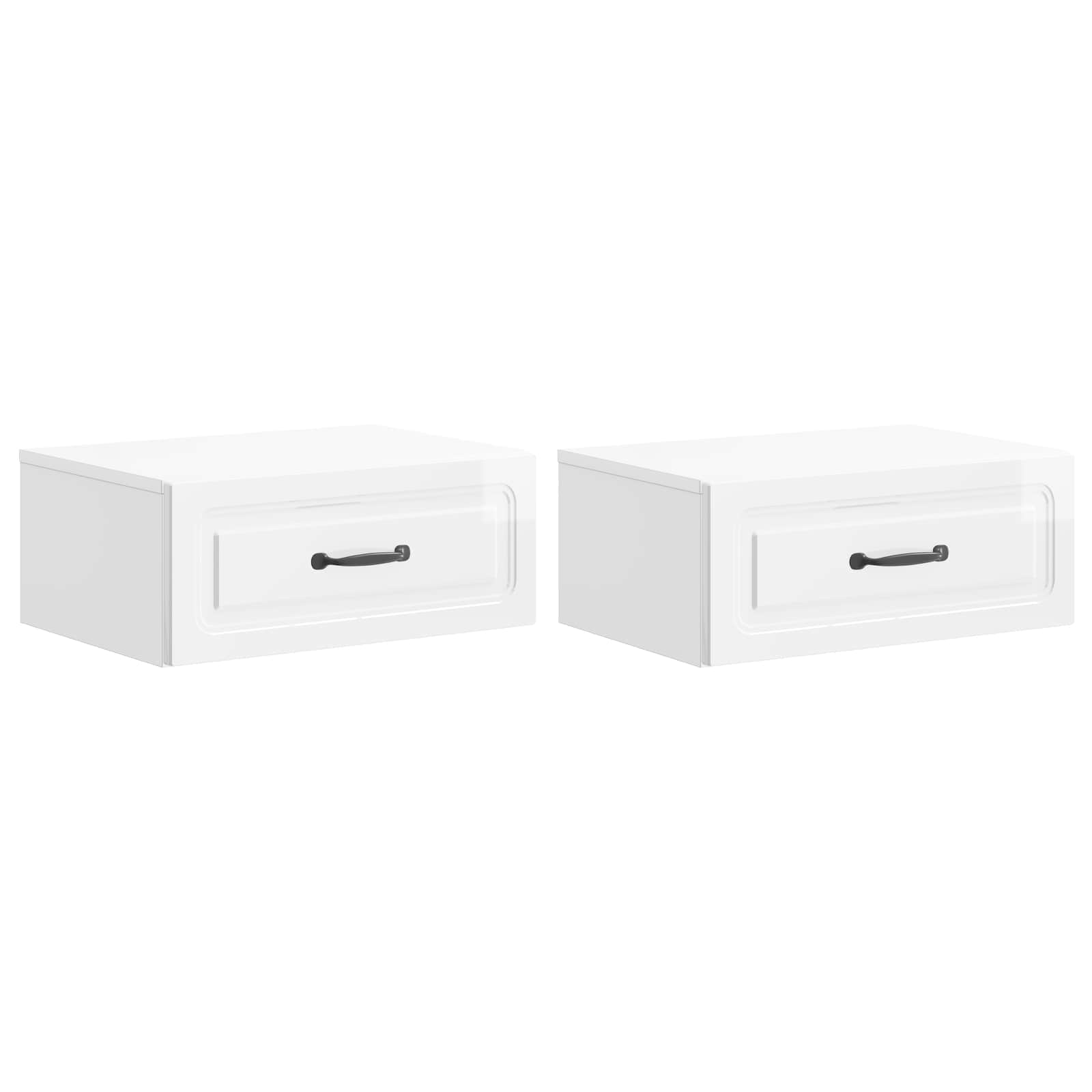 Cabinet de chevet mural 2 pcs Blanc brillant 49 x 34,5 x 20 cm - XIOS