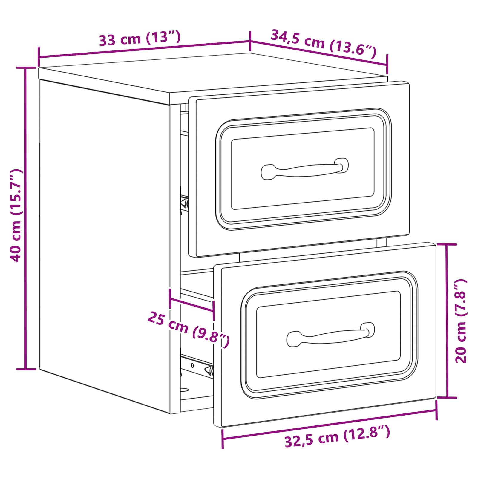 Cabinet de chevet mural 2 pcs Chêne Sonoma 34,5 x 33 x 40 cm - XIOS