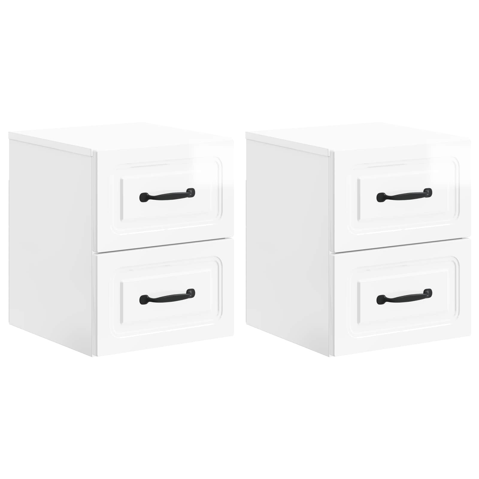 Cabinet de chevet mural 2 pcs Blanc brillant 34,5 x 33 x 40 cm - XIOS