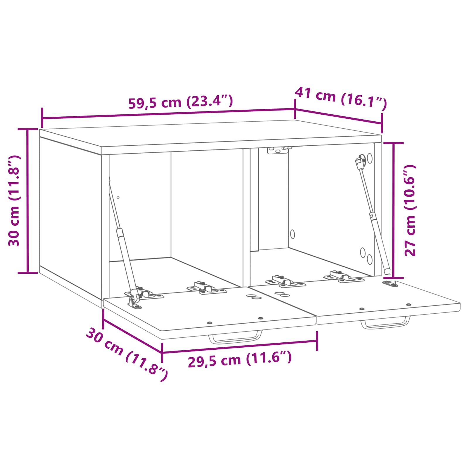 Meuble TV mural Bois ancien 59,5 x 41 x 30 cm Bois d'ingénierie - XIOS
