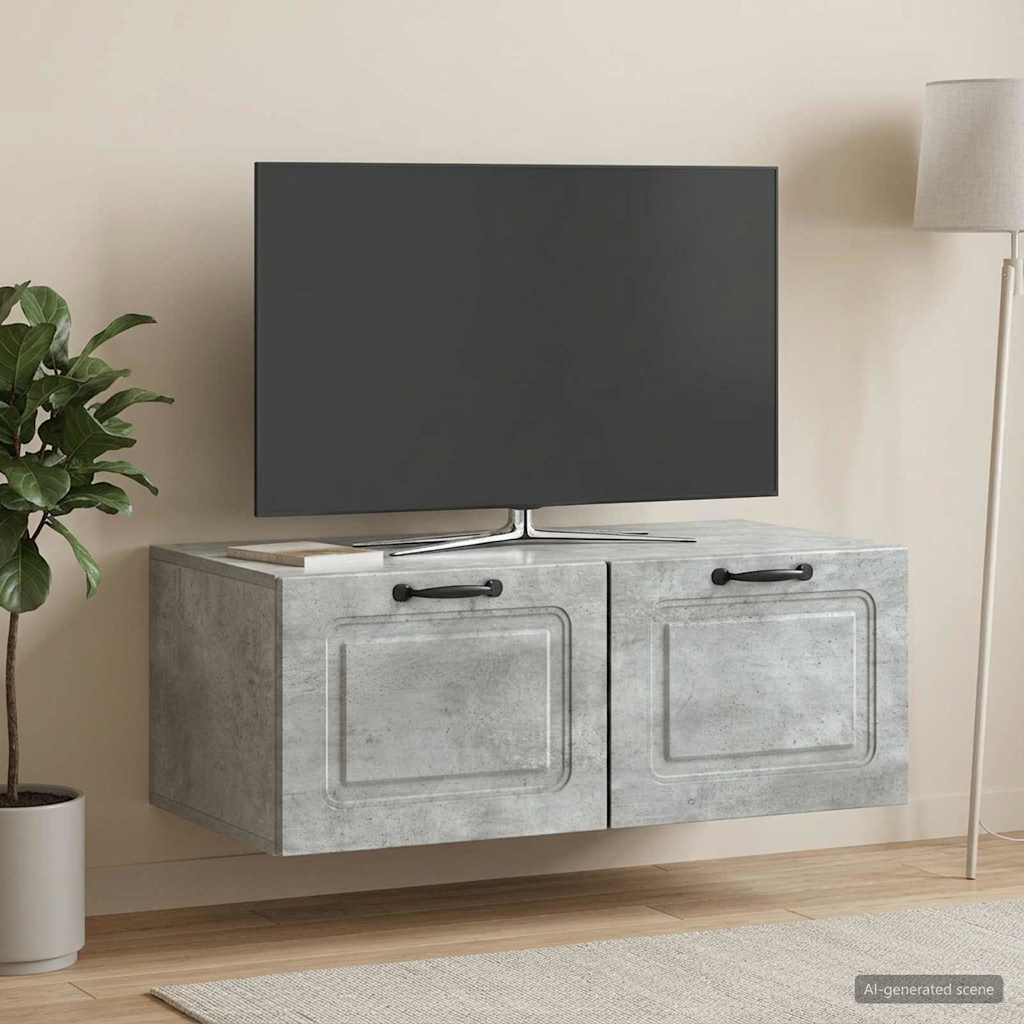 Meuble TV mural Gris béton 78,5 x 41 x 30 cm Bois d'ingénierie - XIOS