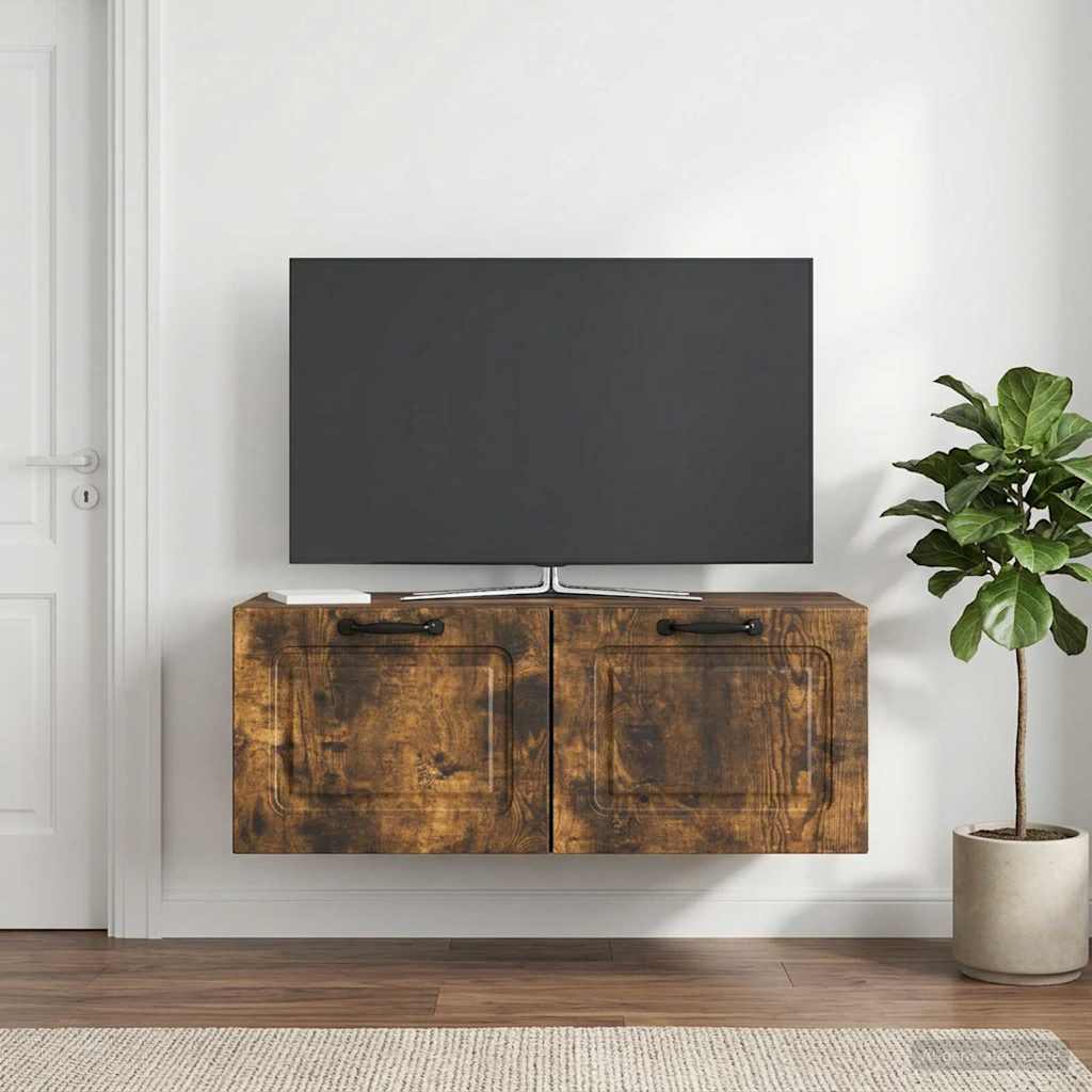 Meuble TV mural Chêne fumé 78,5 x 41 x 30 cm Bois d'ingénierie - XIOS
