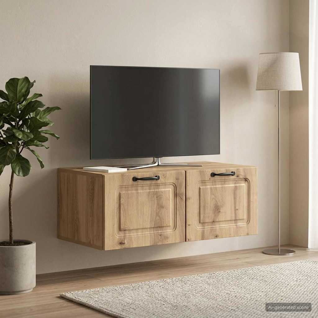 Meuble TV mural 78,5 x 41 x 30 cm Chêne artisanal - XIOS