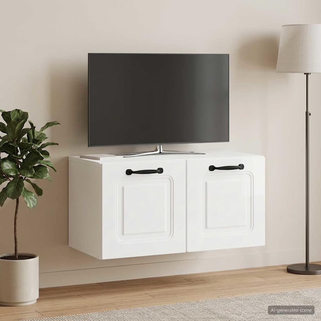 Meuble TV mural Montage mural Blanc brillant 59,5 x 31 x 30 cm - XIOS