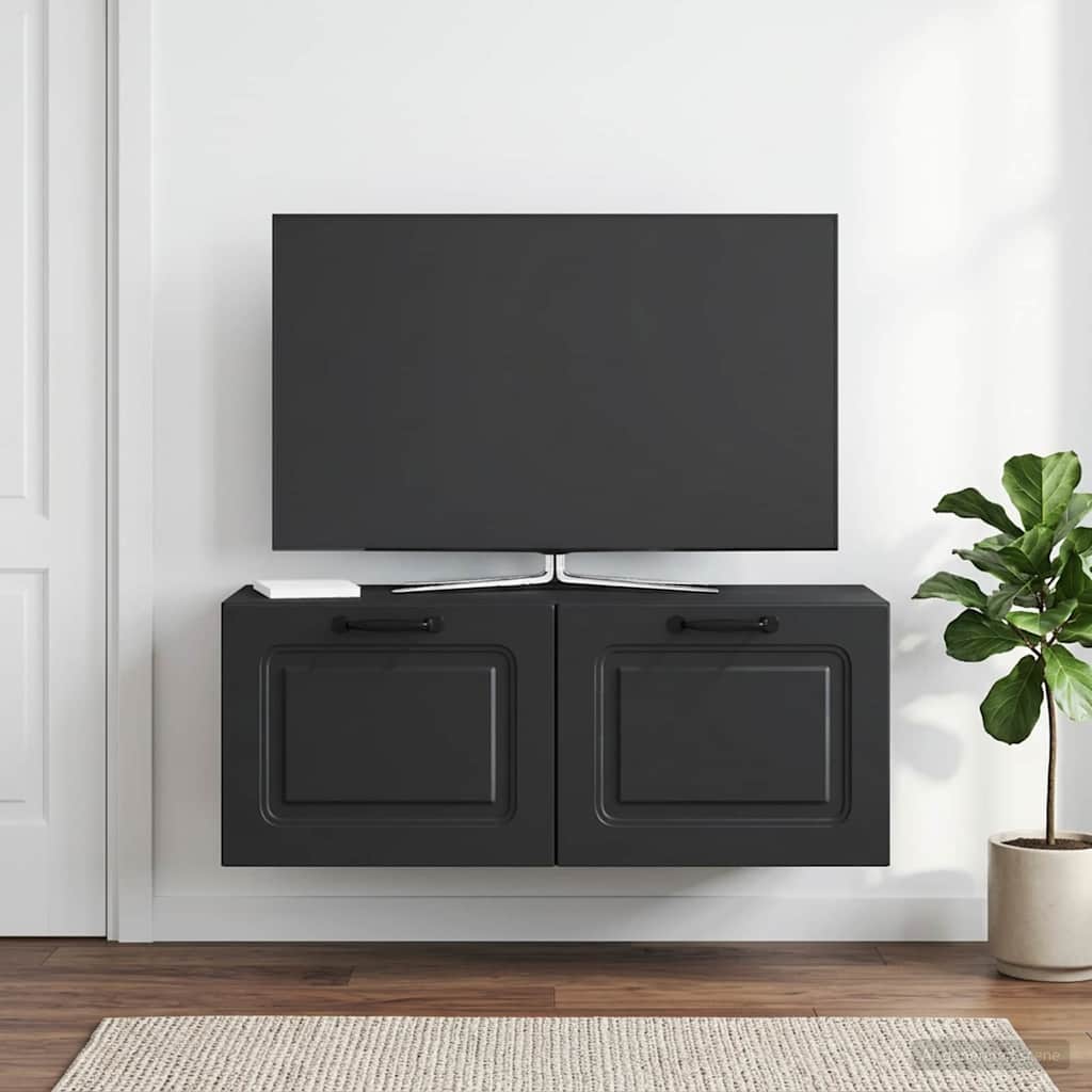 Meuble TV mural Noir 78,5 x 31 x 30 cm Bois d'ingénierie - XIOS