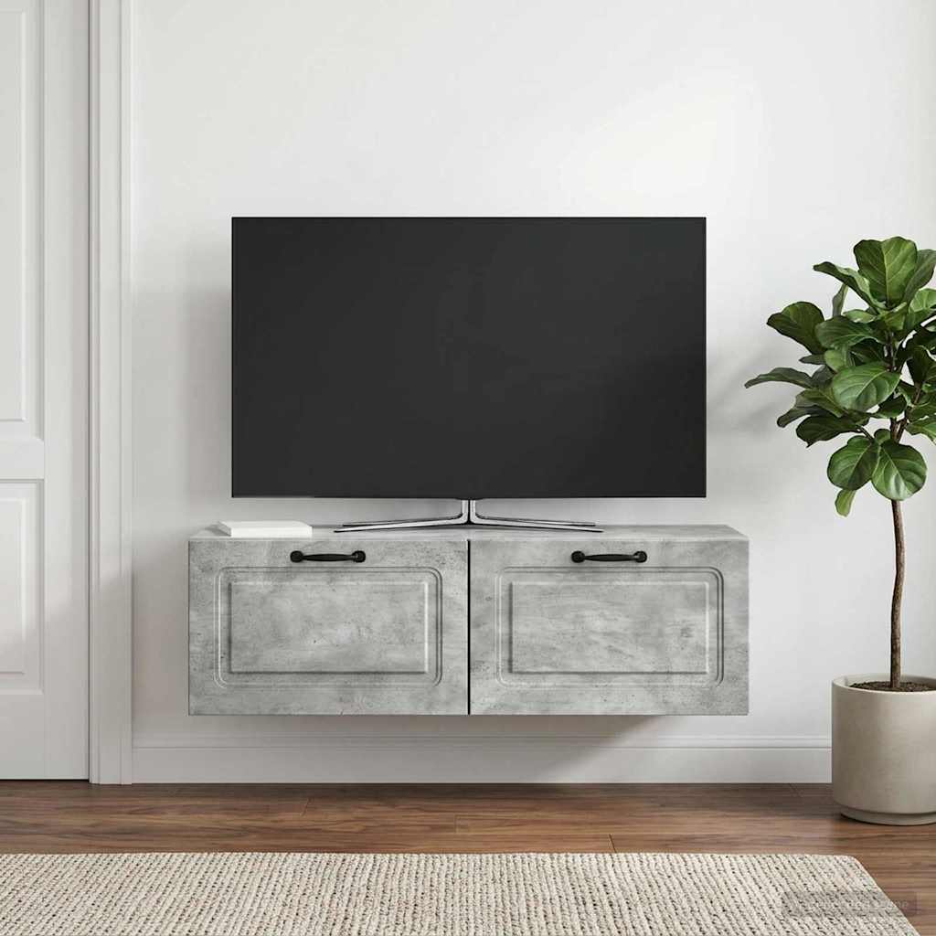 Meuble TV mural Gris béton 98 x 31 x 30 cm Bois d'ingénierie - XIOS