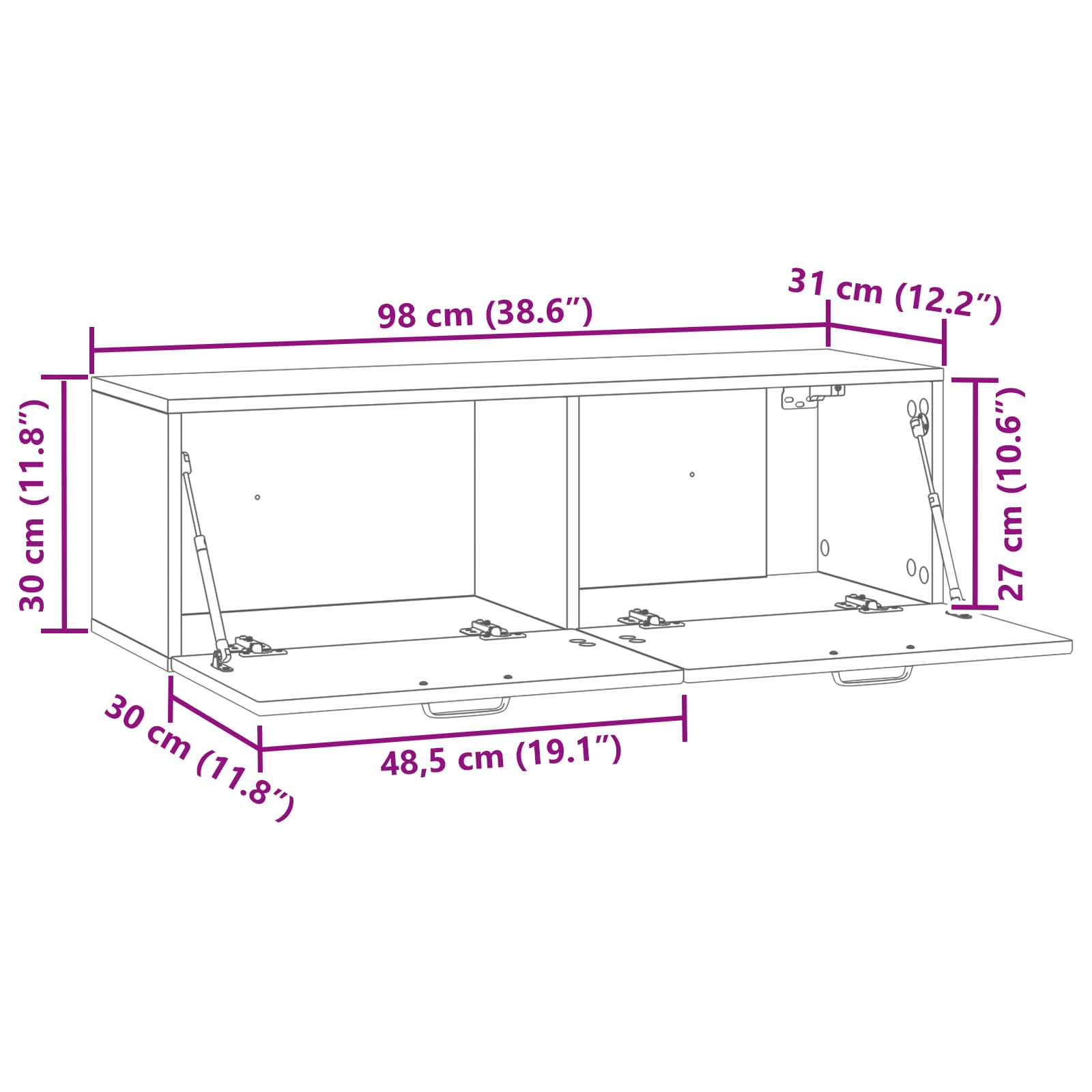 Meuble TV mural Montage mural Blanc brillant 98 x 31 x 30 cm - XIOS