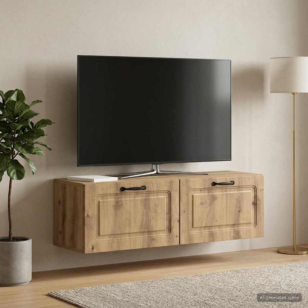 Meuble TV mural 98 x 31 x 30 cm Chêne artisanal - XIOS
