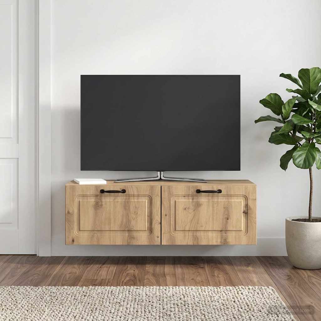 Meuble TV mural 98 x 31 x 30 cm Chêne artisanal - XIOS