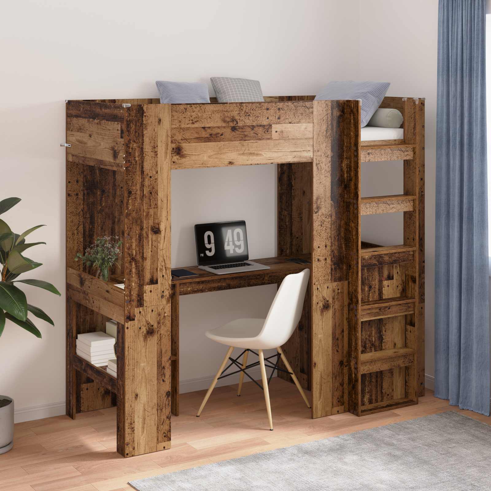 Cadre de lit superposé avec bureau Bois ancien 75 x 190 cm - XIOS