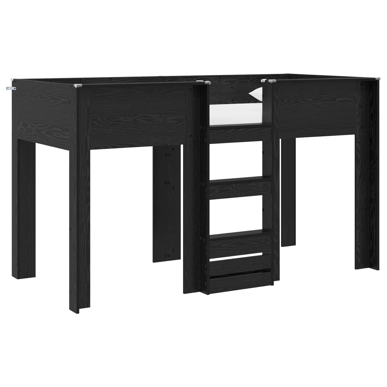 Lit Superposé pour Enfants avec stockage Chêne noir 75 x 190 cm - XIOS