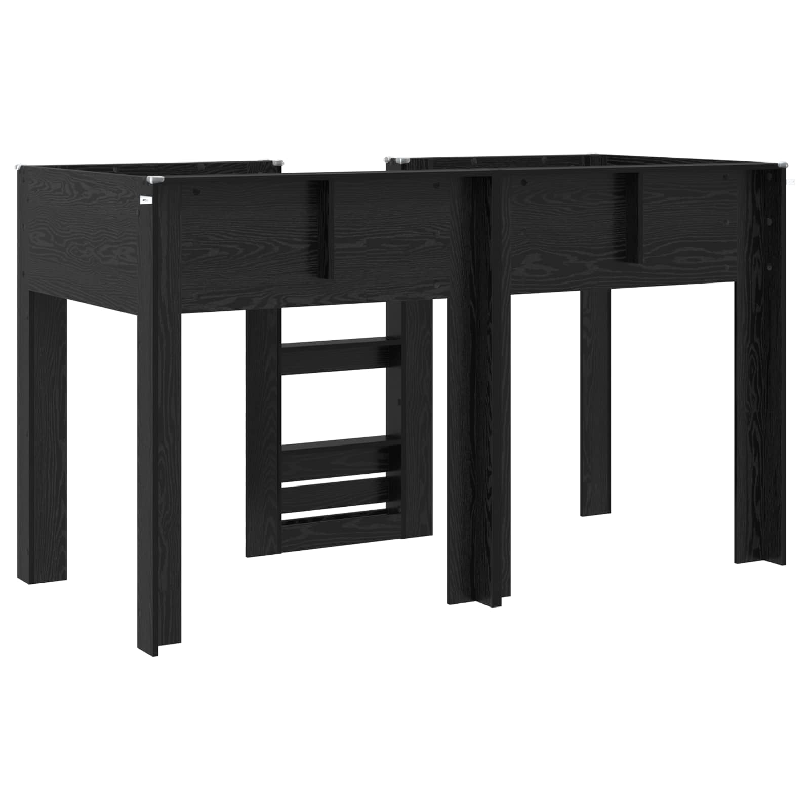 Lit Superposé pour Enfants avec stockage Chêne noir 75 x 190 cm - XIOS