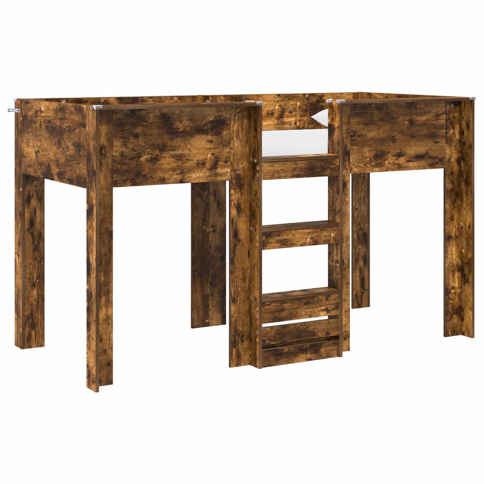 Lit Superposé pour Enfants avec stockage Chêne fumé 75 x 190 cm - XIOS