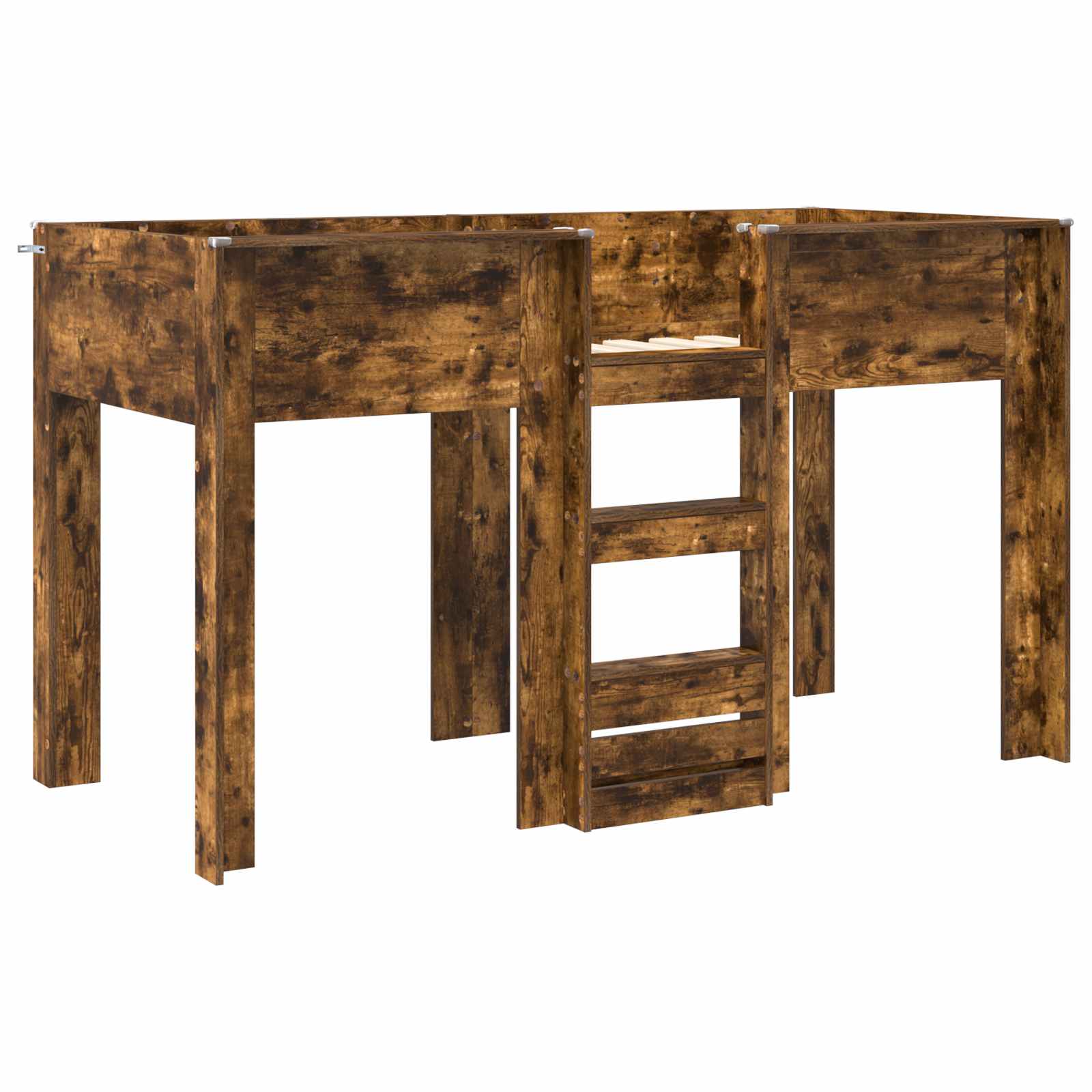 Lit Superposé pour Enfants avec stockage Chêne fumé 75 x 190 cm - XIOS