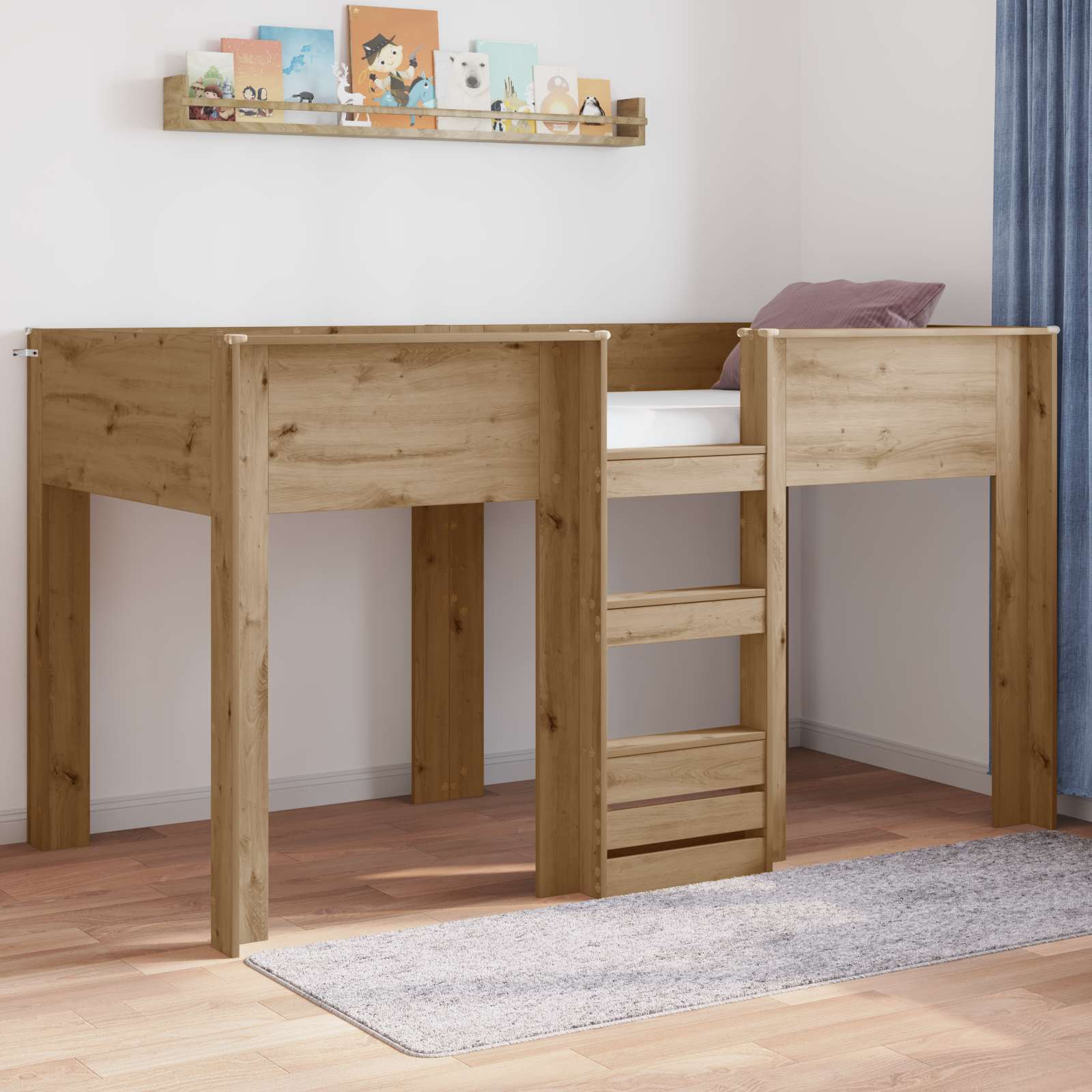 Lit Superposé pour Enfants Chêne artisanal 100 x 200 cm - XIOS