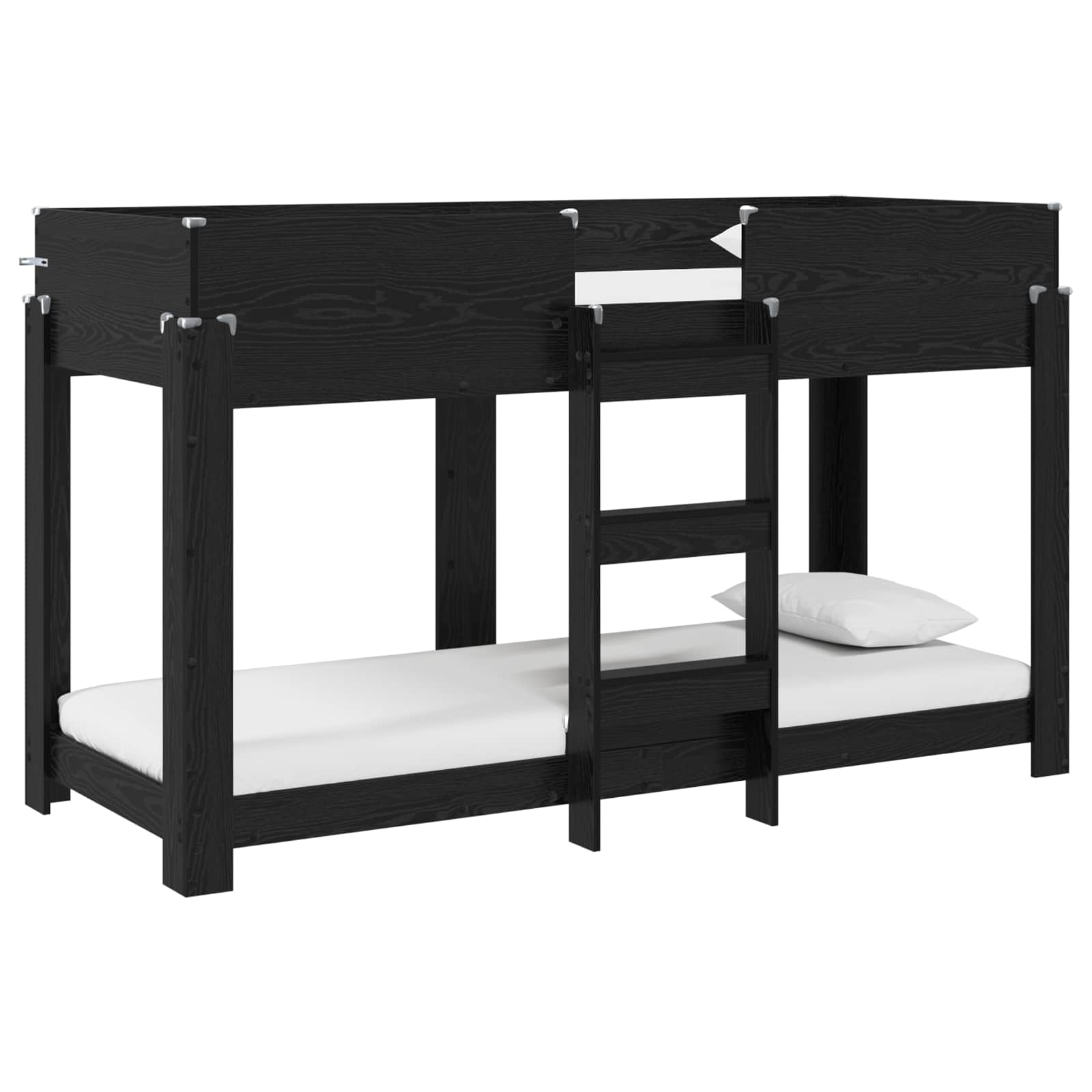 Lit Superposé pour Enfants avec matelas Chêne noir 80 x 190 cm - XIOS