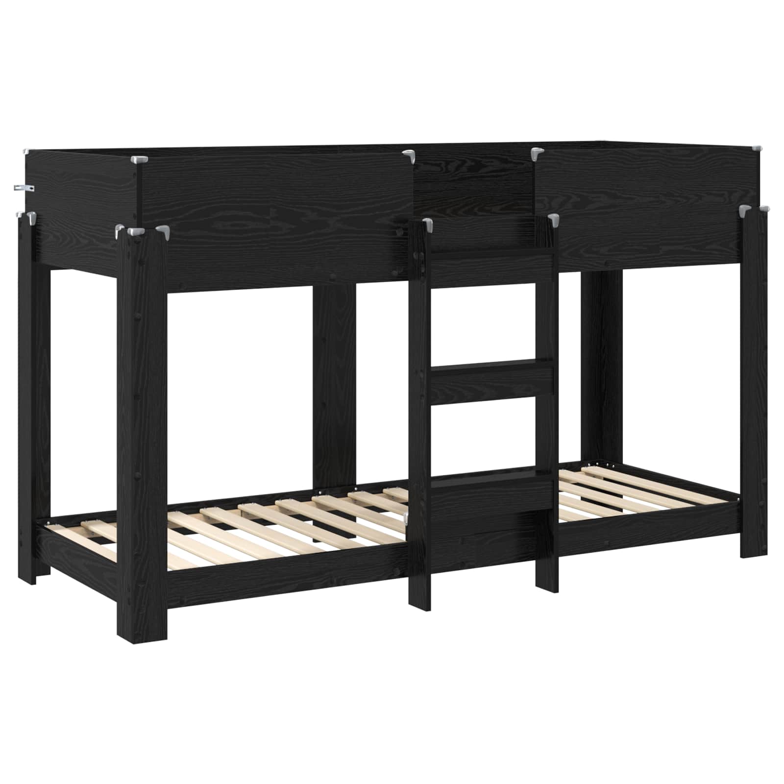 Lit Superposé pour Enfants avec matelas Chêne noir 80 x 190 cm - XIOS