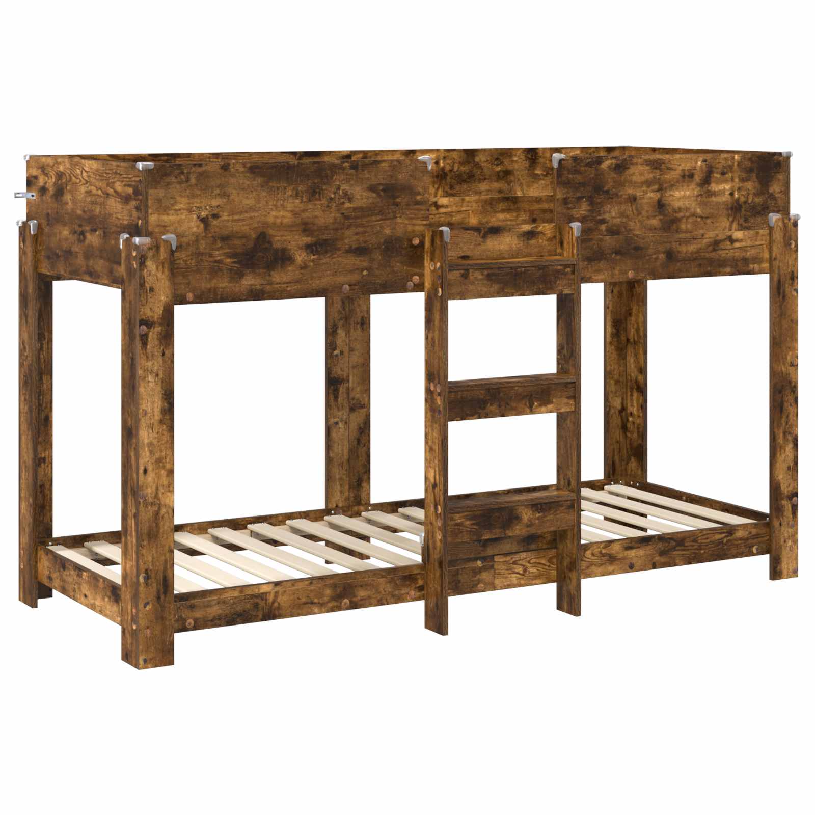 Lit Superposé pour Enfants avec matelas Chêne fumé 80 x 190 cm - XIOS