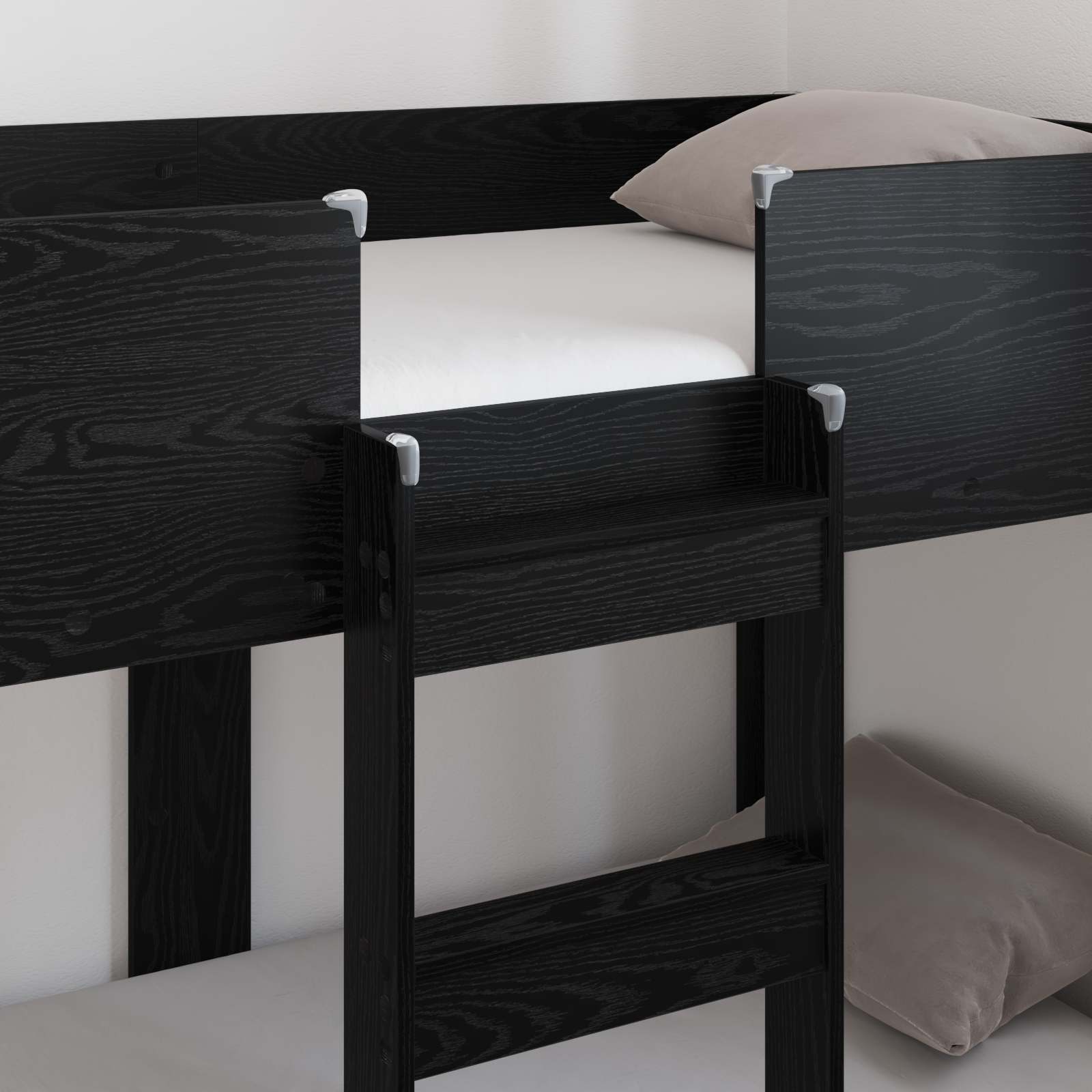 Lit Superposé pour Enfants avec matelas Chêne noir 90 x 160 cm - XIOS