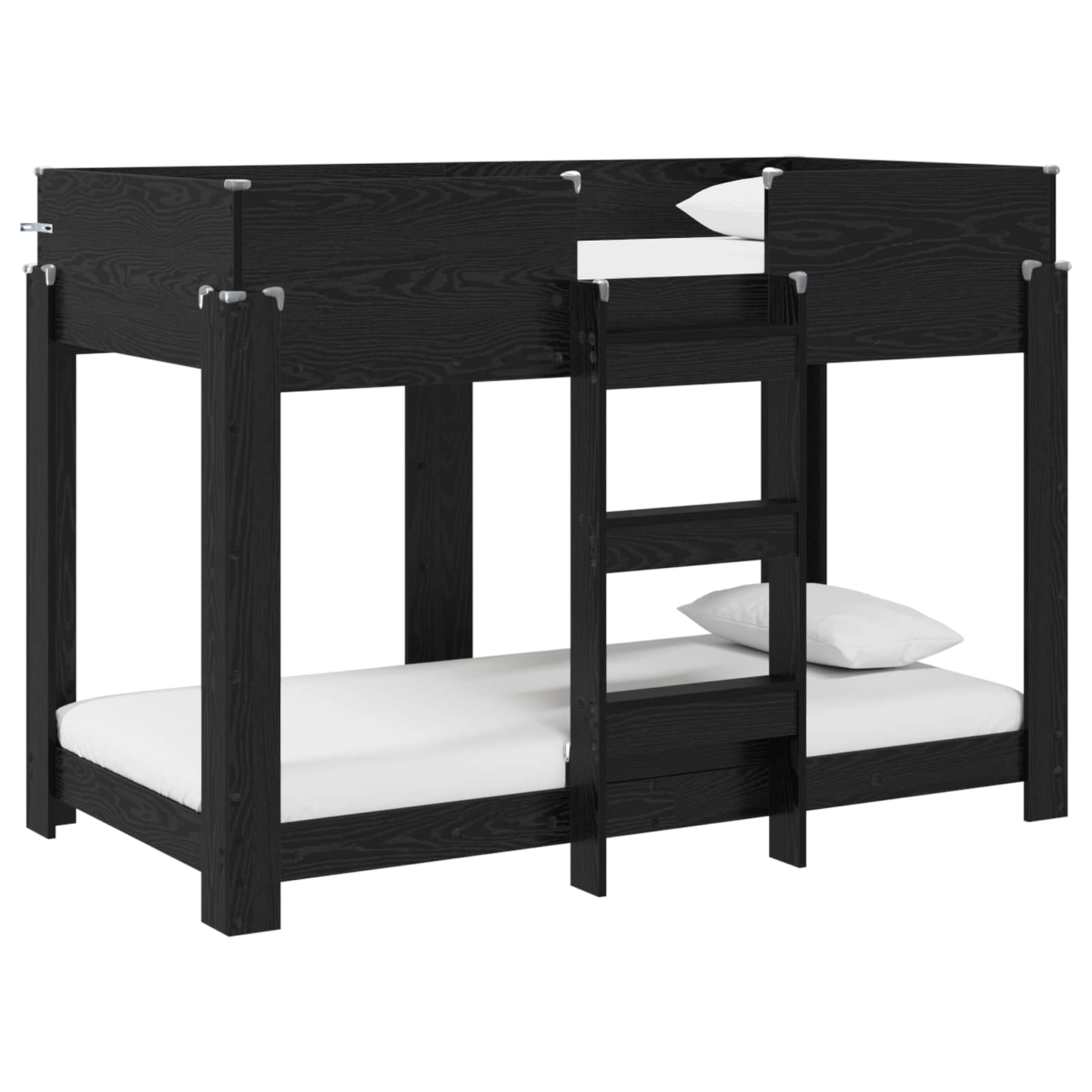 Lit Superposé pour Enfants avec matelas Chêne noir 90 x 160 cm - XIOS