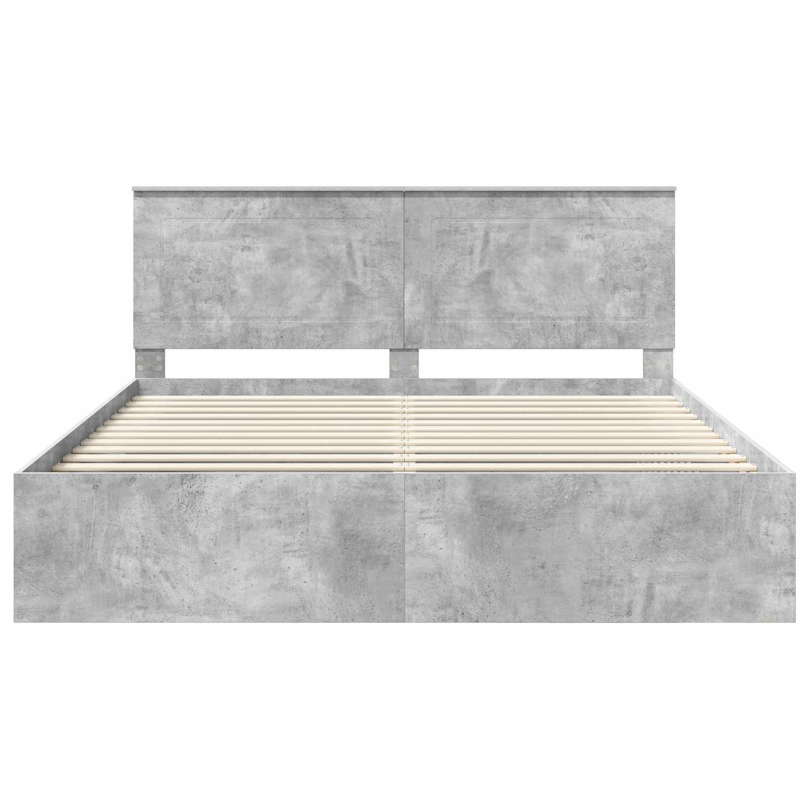 Cadre de lit avec tête de lit Béton 200 x 200 cm Pin massif - XIOS