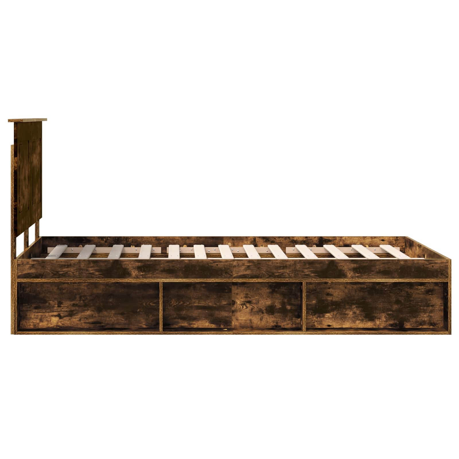 Cadre de lit avec tiroir Chêne fumé 120 x 190 cm Pin massif - XIOS