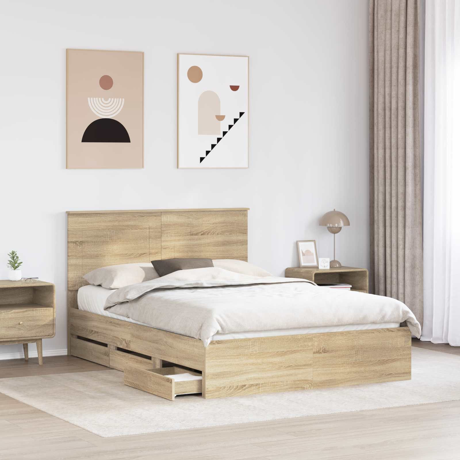 Cadre de lit Chêne Sonoma 160 x 200 cm Bois Ingénierie - XIOS