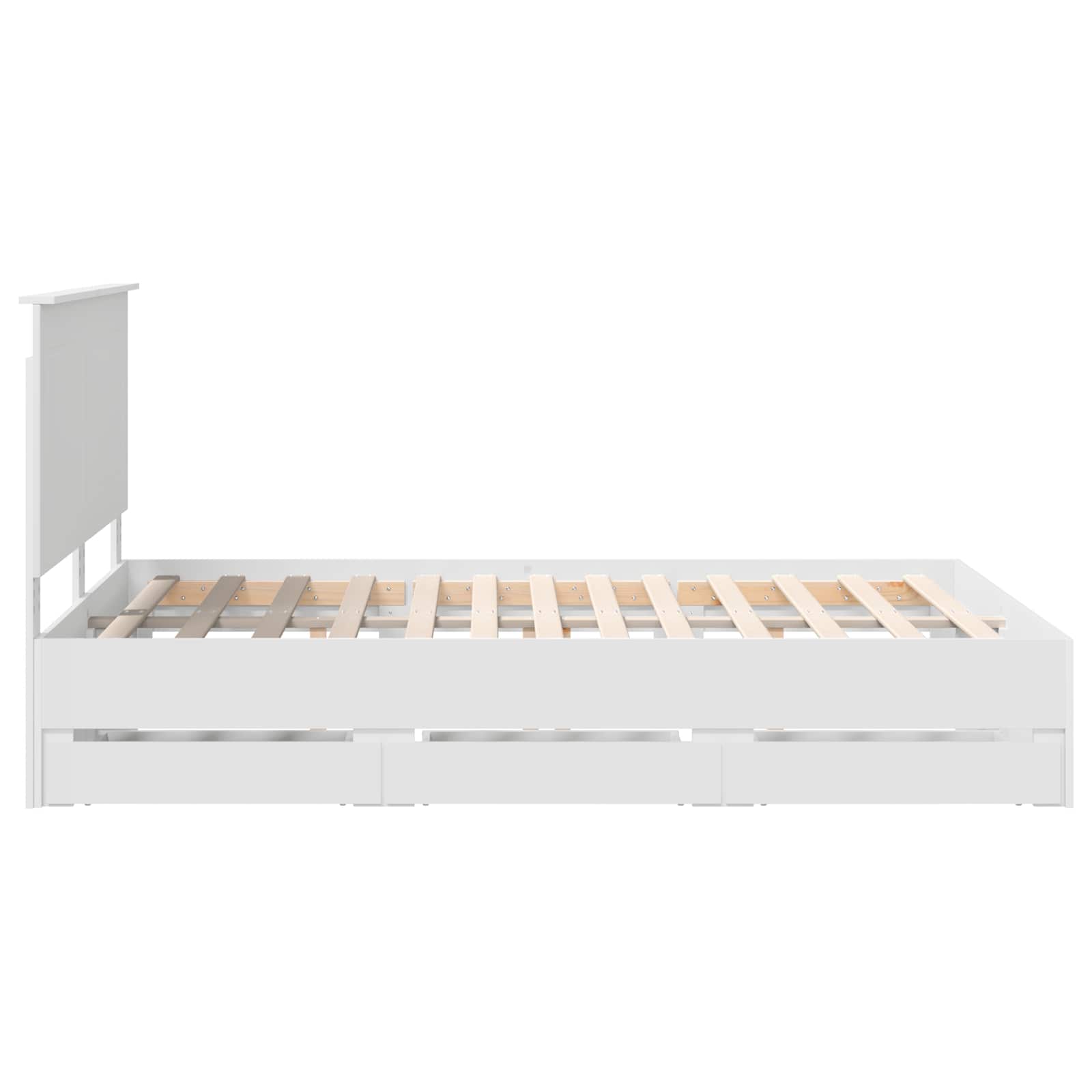 Cadre de lit avec tiroir Blanc 140 x 190 cm Bois Ingénierie - XIOS