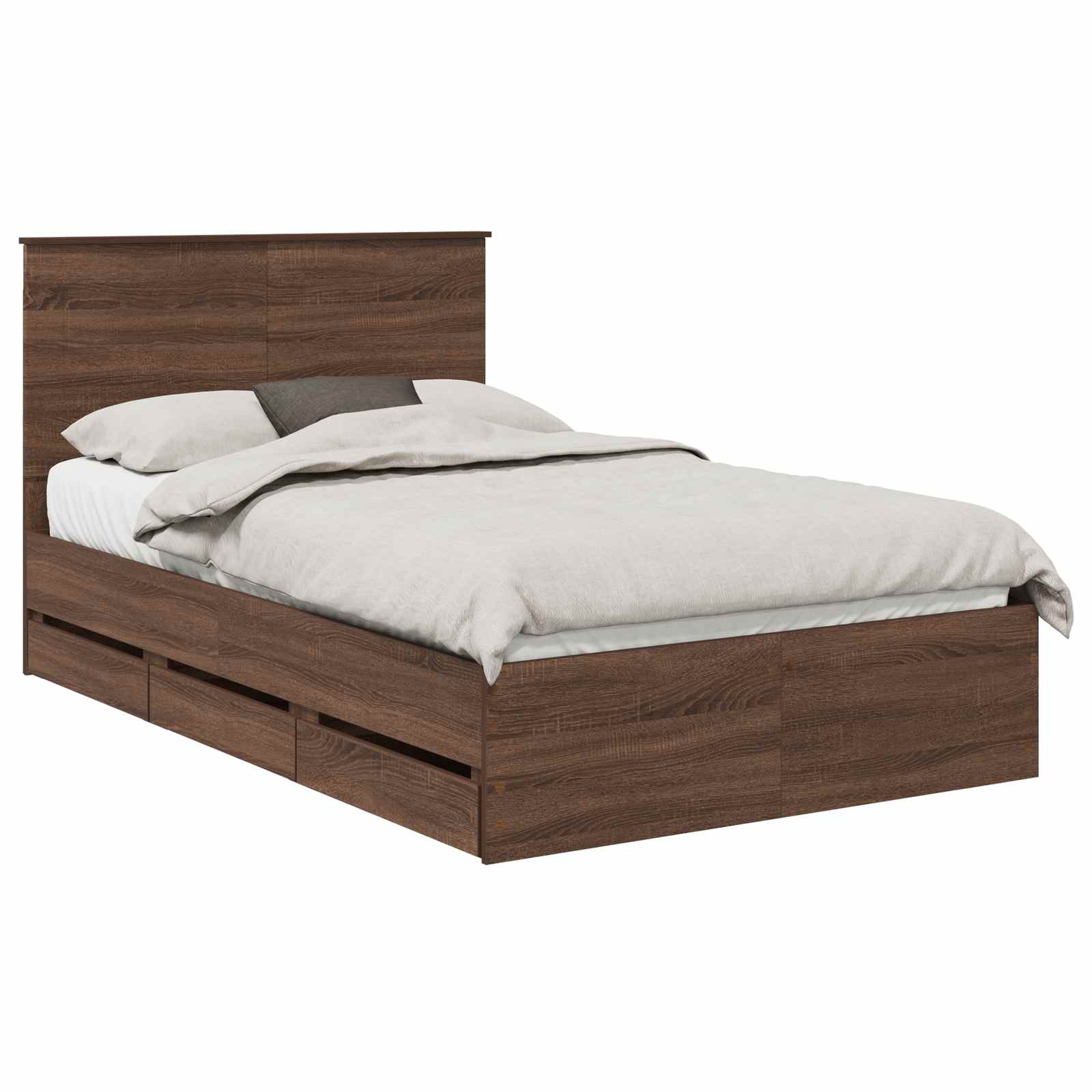 Cadre de lit Chêne brun 135 x 190 cm Bois Ingénierie - XIOS