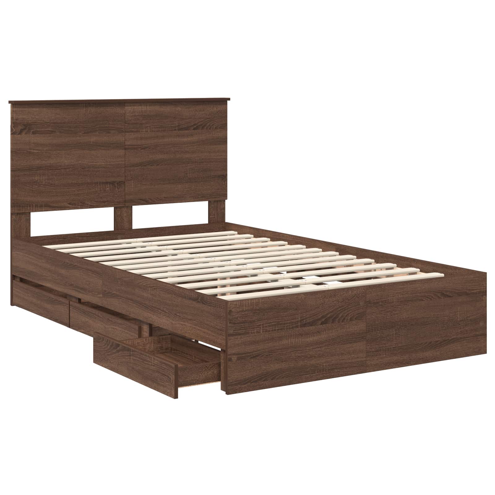 Cadre de lit Chêne brun 135 x 190 cm Bois Ingénierie - XIOS