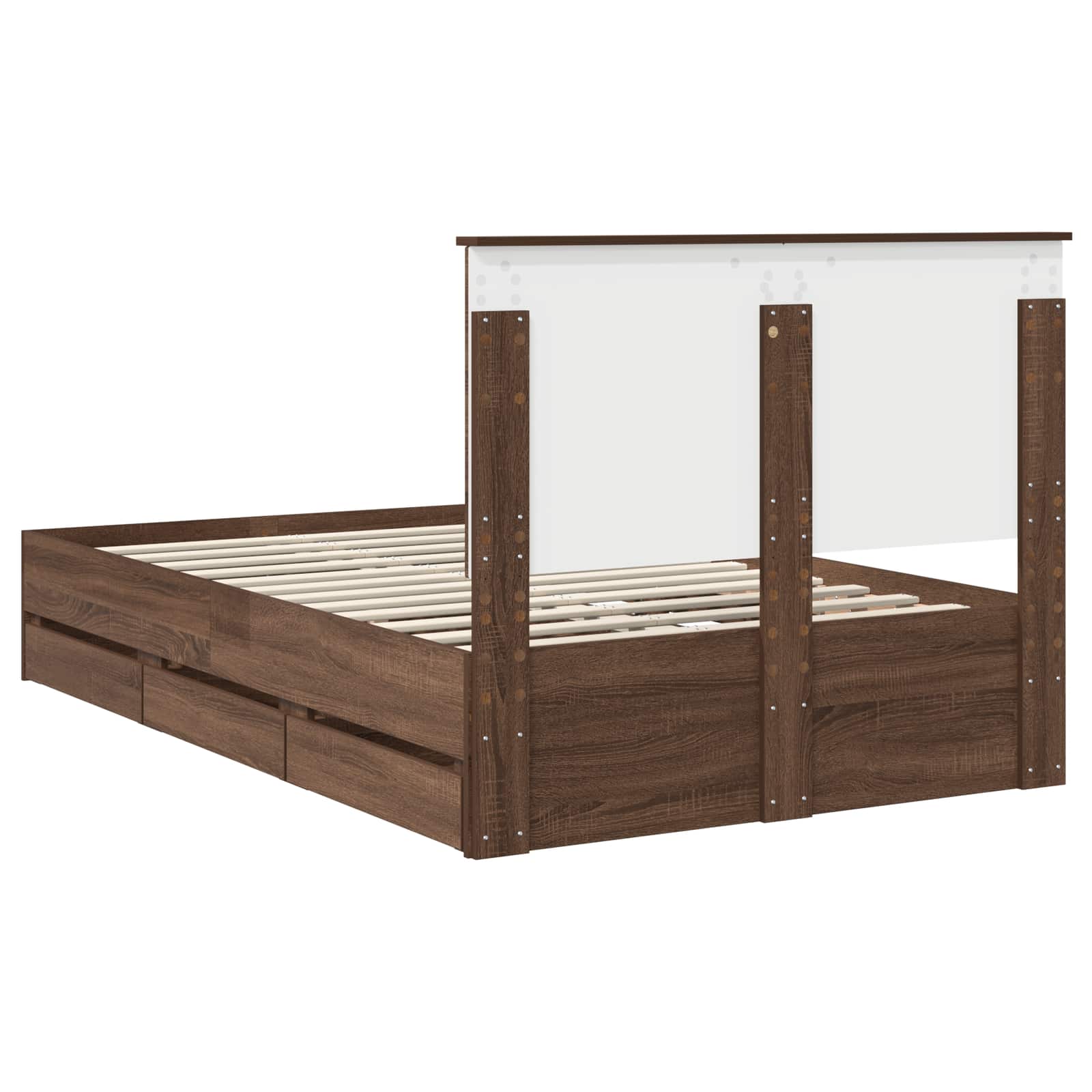 Cadre de lit Chêne brun 135 x 190 cm Bois Ingénierie - XIOS
