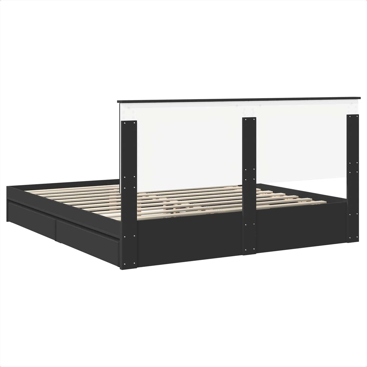 Lit de Rangement Noir 200 x 200 cm Bois d'ingénierie