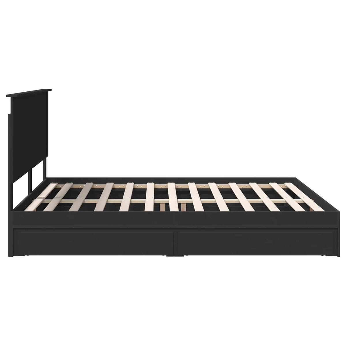 Lit de Rangement Noir 200 x 200 cm Bois d'ingénierie