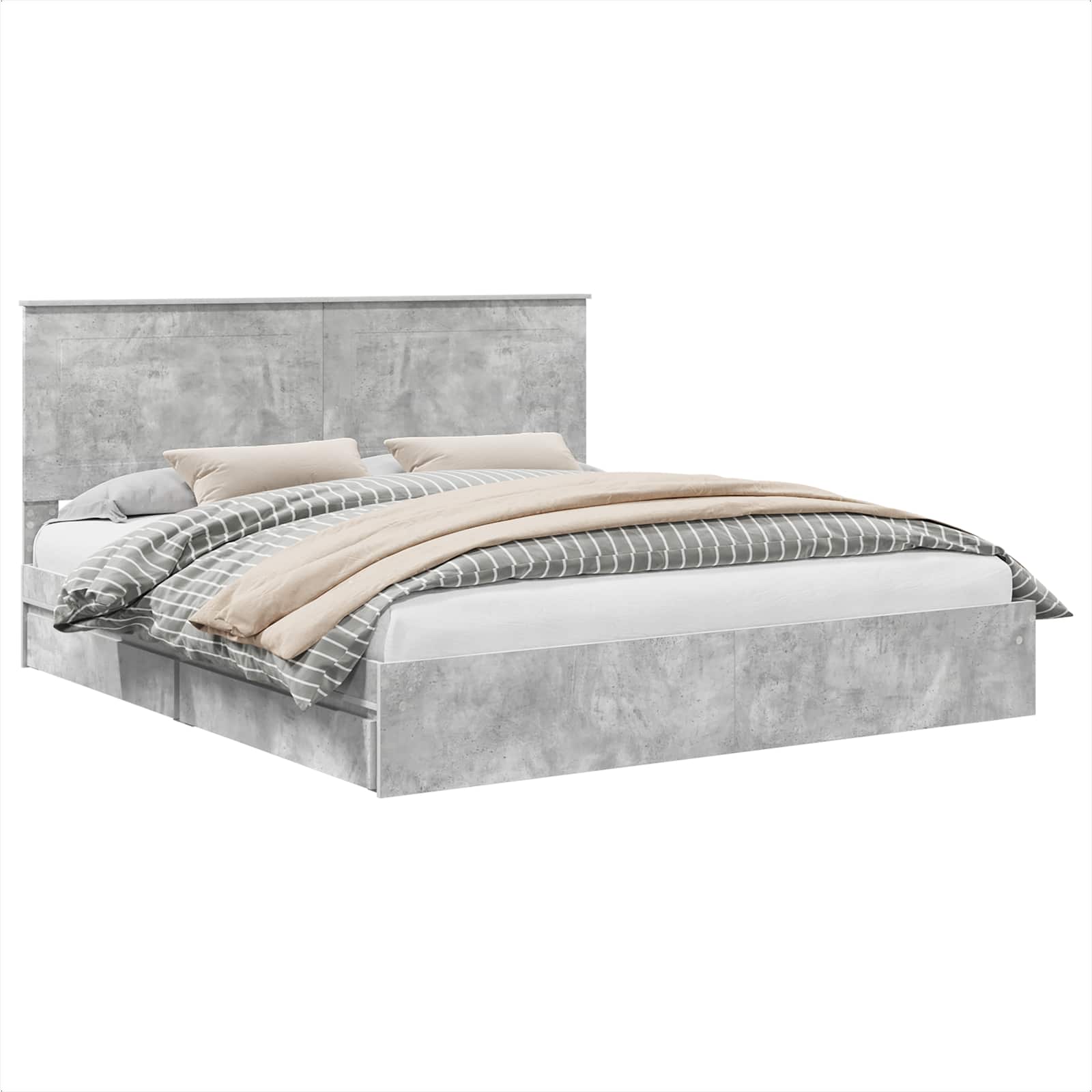Lit de Rangement Gris béton 200 x 200 cm Bois d'ingénierie - XIOS