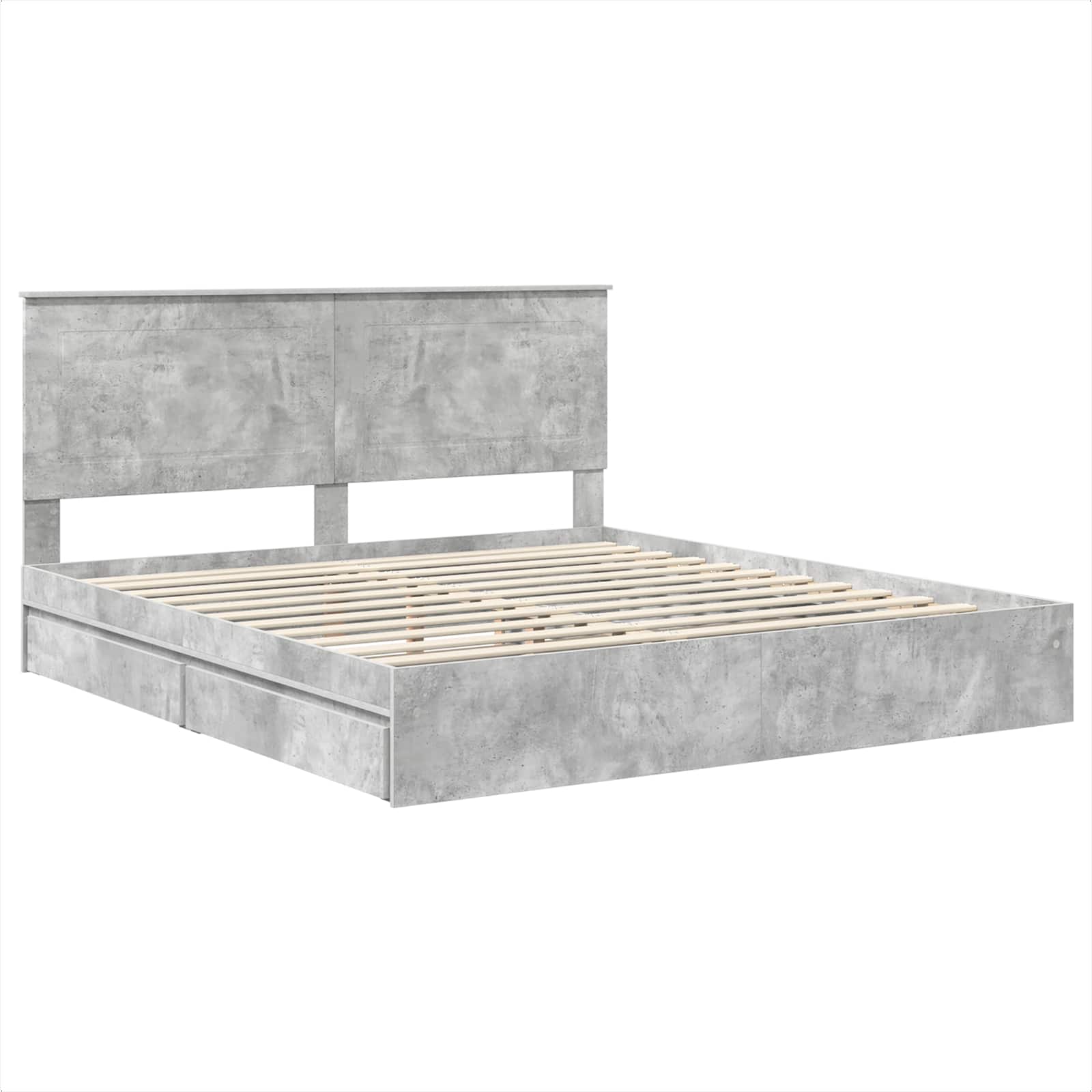 Lit de Rangement Gris béton 200 x 200 cm Bois d'ingénierie - XIOS