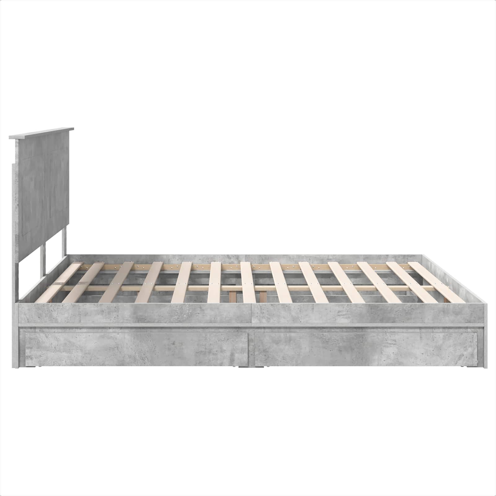 Lit de Rangement Gris béton 200 x 200 cm Bois d'ingénierie - XIOS