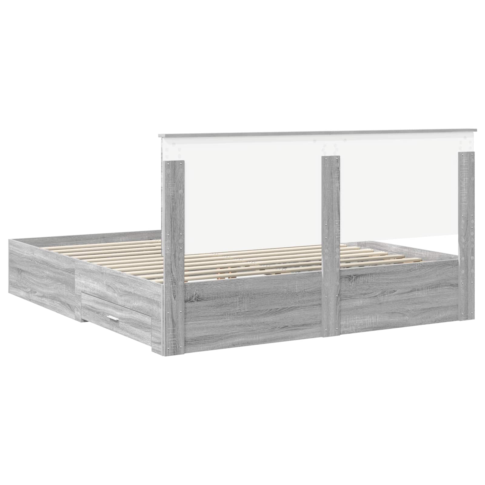 Lit de Rangement Gris Sonoma 200 x 200 cm Bois d'ingénierie - XIOS