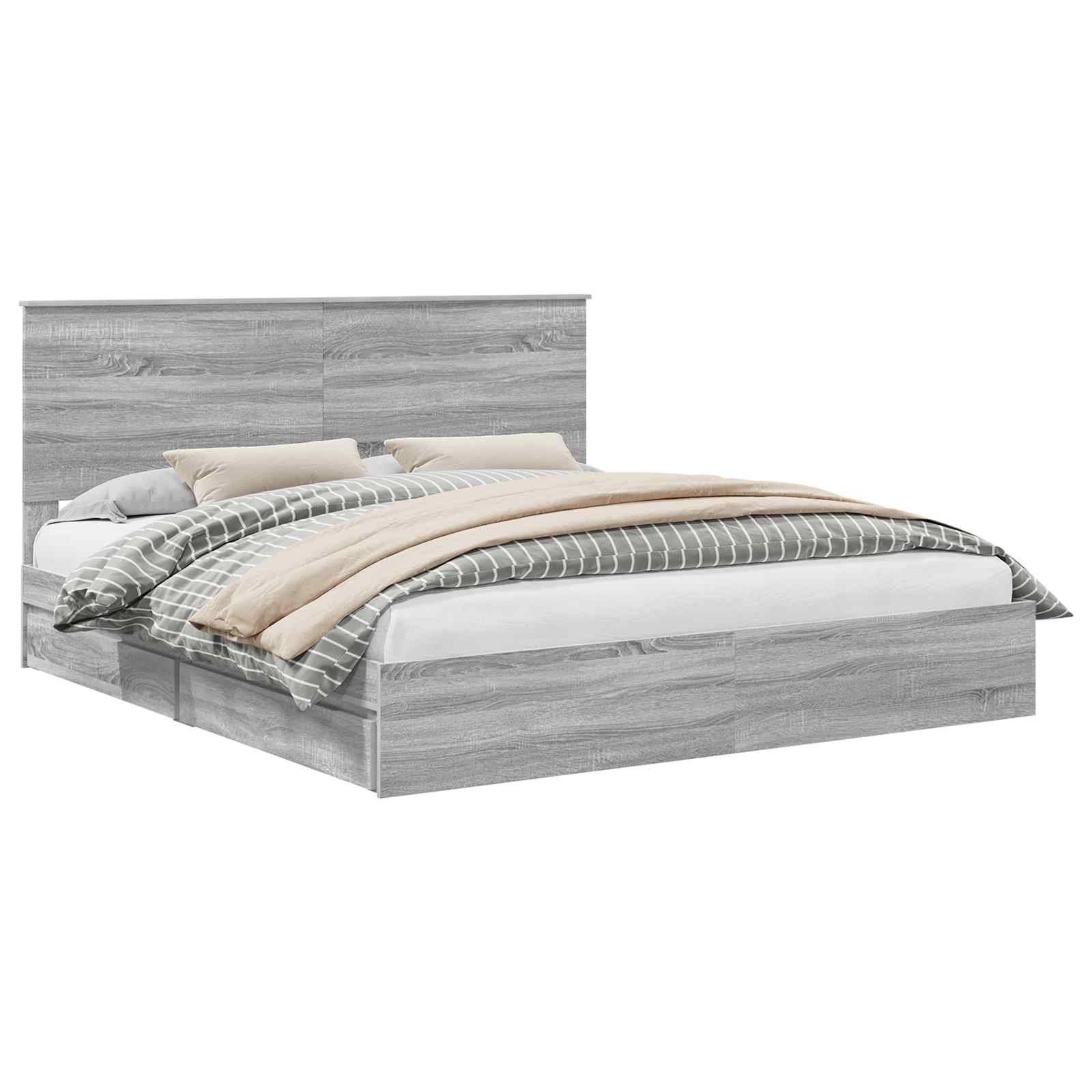Lit de Rangement Gris Sonoma 180 x 200 cm Bois d'ingénierie - XIOS