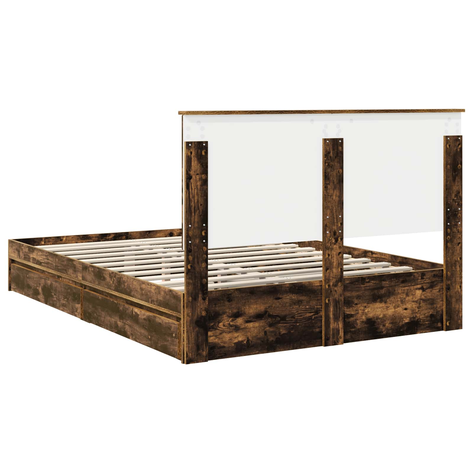 Lit de Rangement Chêne fumé 160 x 200 cm Bois d'ingénierie - XIOS