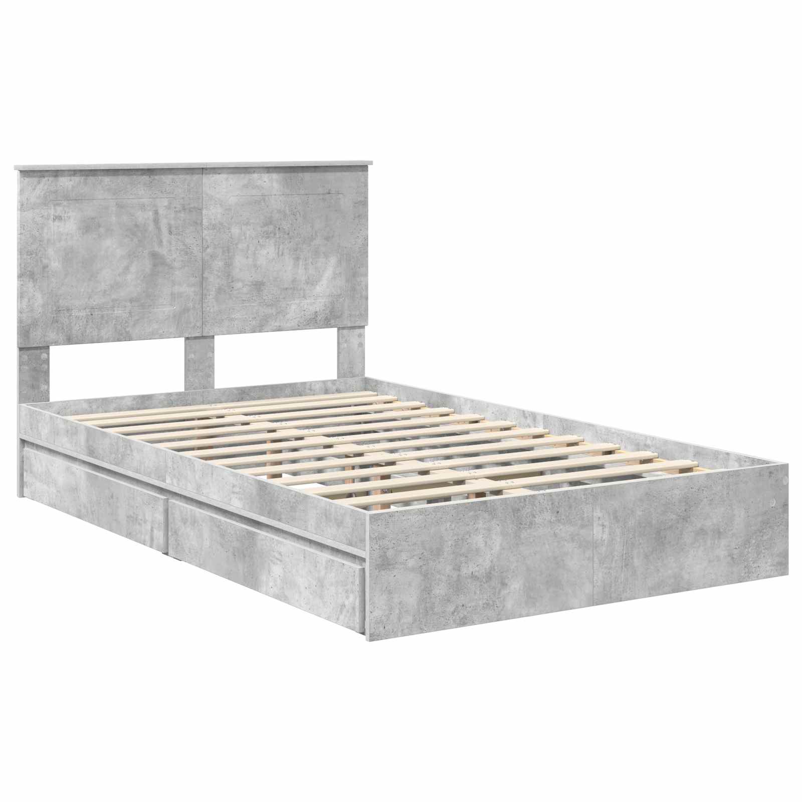 Cadre de lit Gris béton 135 x 190 cm Bois d'ingénierie - XIOS