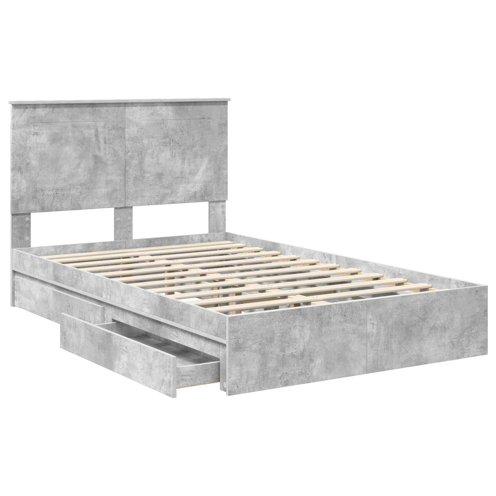 Cadre de lit Gris béton 135 x 190 cm Bois d'ingénierie - XIOS