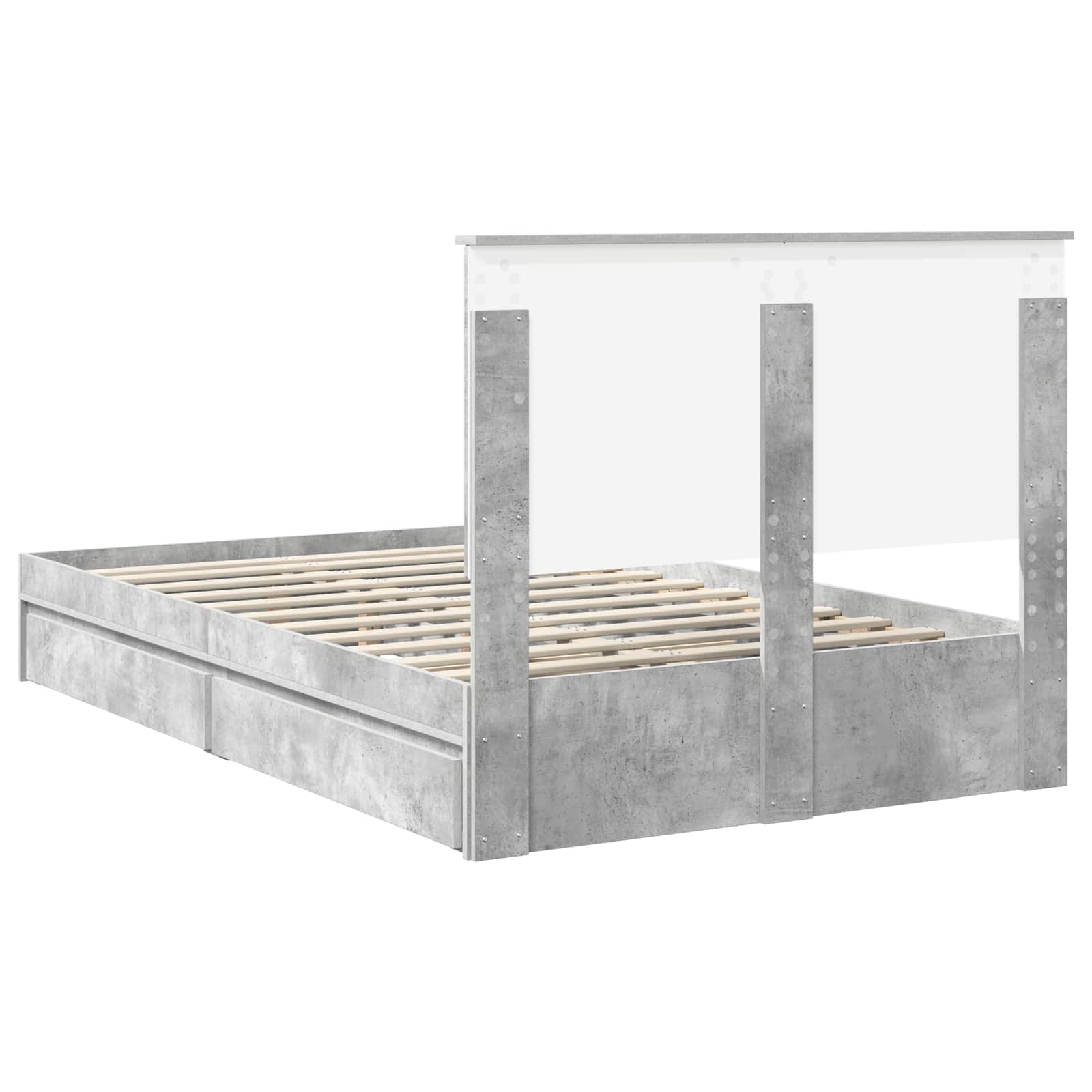 Cadre de lit Gris béton 135 x 190 cm Bois d'ingénierie - XIOS