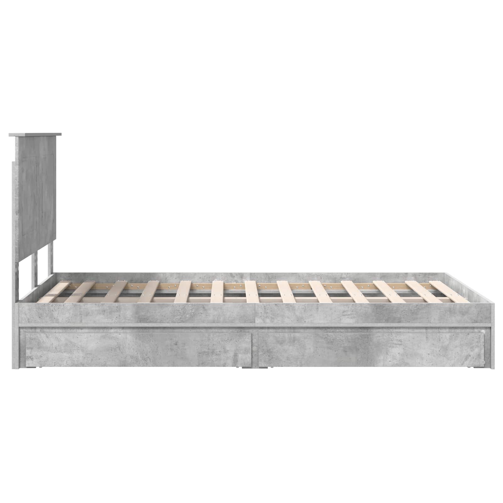 Cadre de lit Gris béton 135 x 190 cm Bois d'ingénierie - XIOS