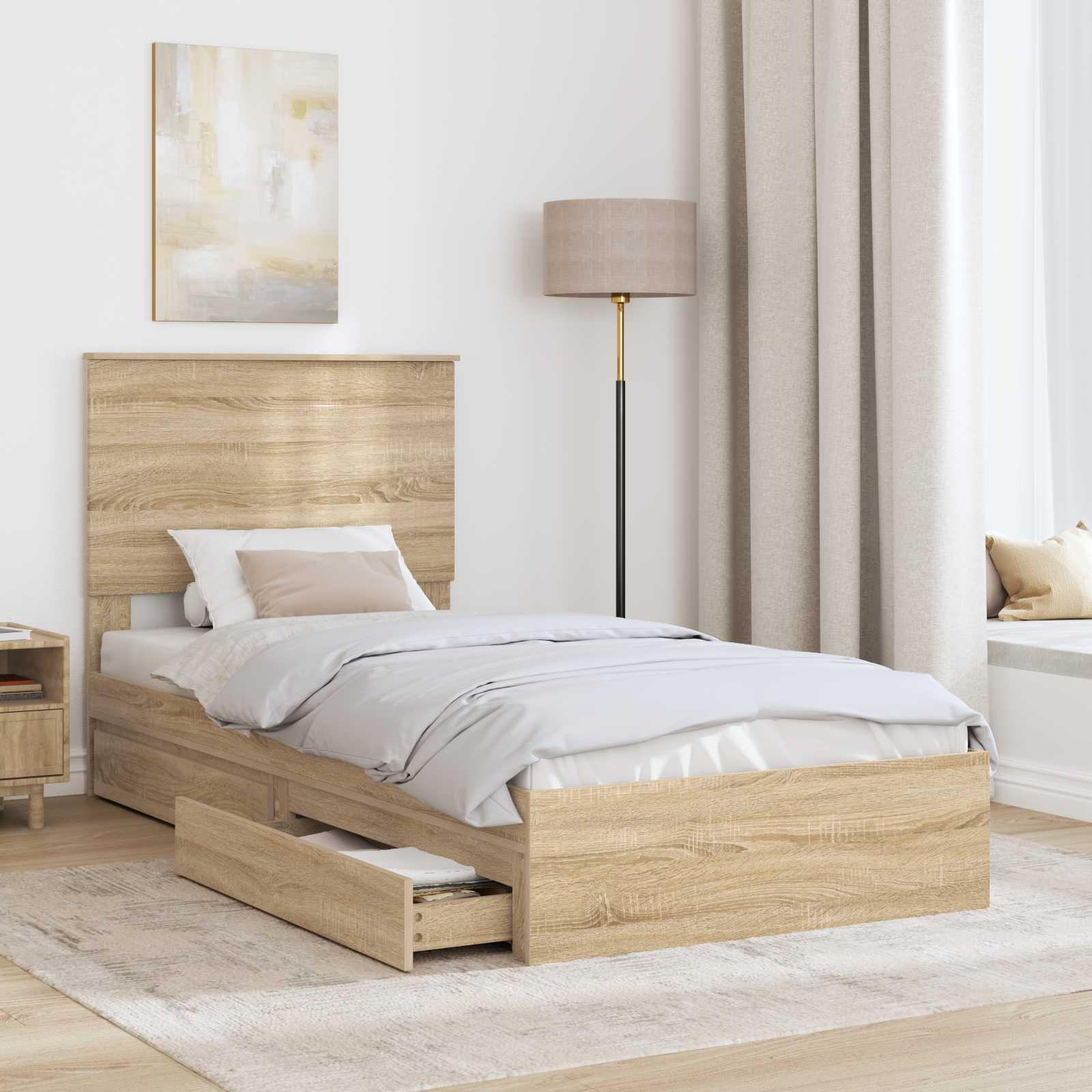 Cadre de lit Chêne Sonoma 100 x 200 cm Bois d'ingénierie - XIOS