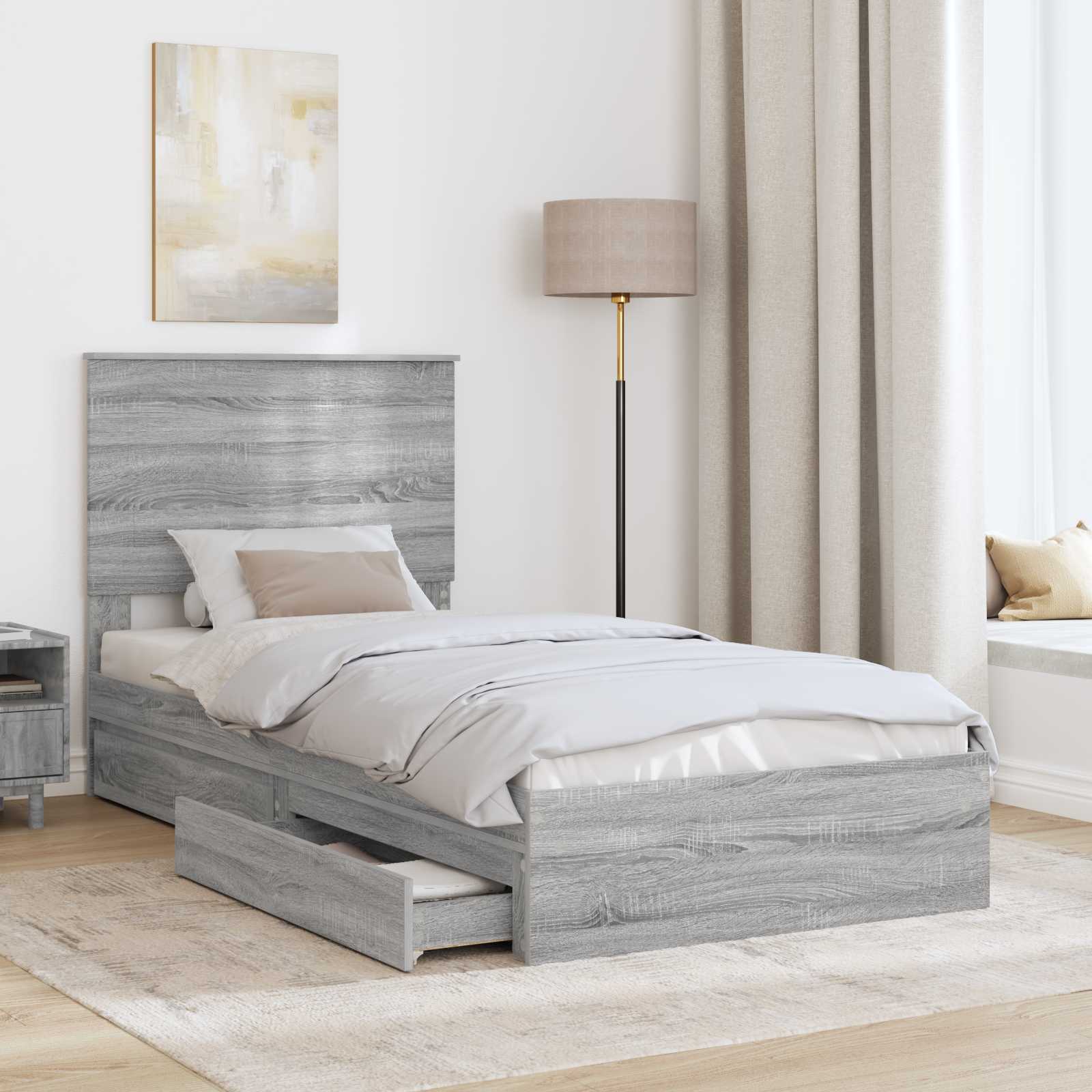 Cadre de lit Gris Sonoma 100 x 200 cm Bois d'ingénierie - XIOS